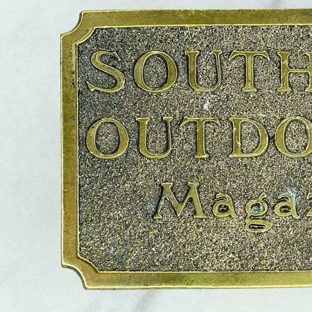 Vintage 1982 Great American Buckle Co Southern Outdoors Magazine Belt Buckle ✨